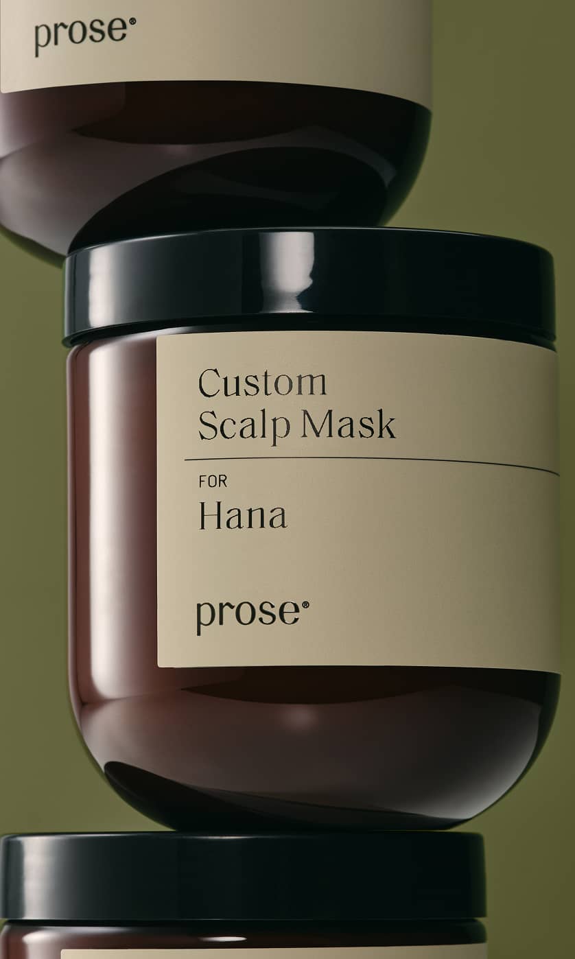 A jar of Prose Custom Scalp Mask with the label “for Hana”_
